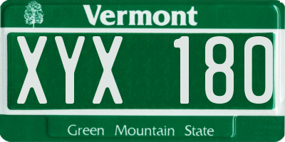 VT license plate XYX180