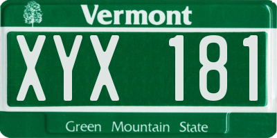 VT license plate XYX181