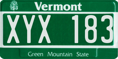 VT license plate XYX183