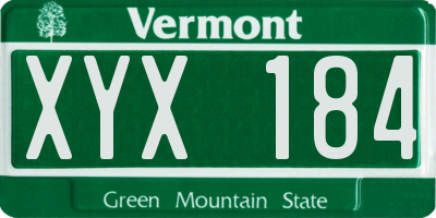 VT license plate XYX184