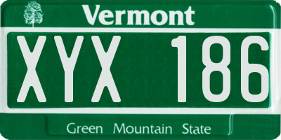 VT license plate XYX186