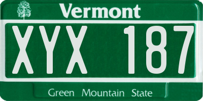 VT license plate XYX187