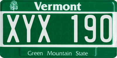 VT license plate XYX190