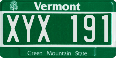VT license plate XYX191