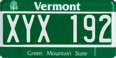 VT license plate XYX192