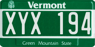 VT license plate XYX194