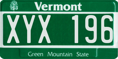 VT license plate XYX196