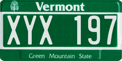 VT license plate XYX197
