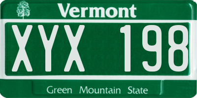VT license plate XYX198
