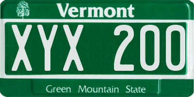 VT license plate XYX200