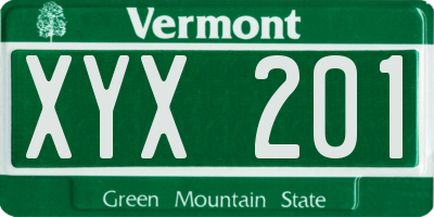 VT license plate XYX201