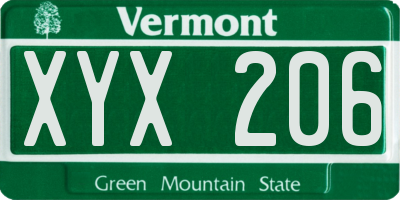 VT license plate XYX206