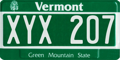 VT license plate XYX207