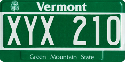 VT license plate XYX210