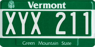 VT license plate XYX211