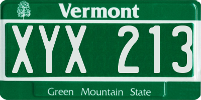VT license plate XYX213