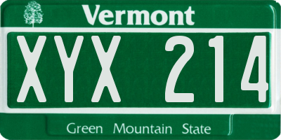 VT license plate XYX214