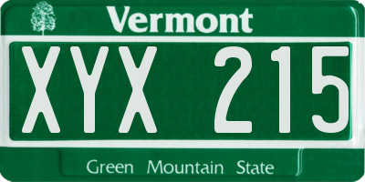 VT license plate XYX215
