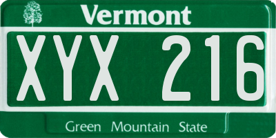 VT license plate XYX216