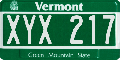 VT license plate XYX217