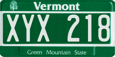 VT license plate XYX218