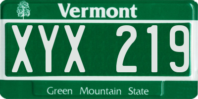 VT license plate XYX219