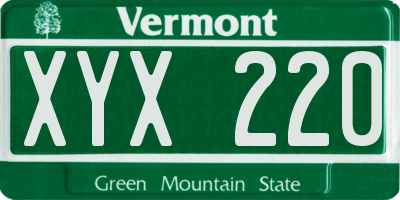 VT license plate XYX220