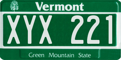 VT license plate XYX221