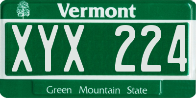 VT license plate XYX224