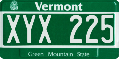 VT license plate XYX225
