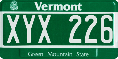 VT license plate XYX226