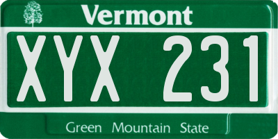 VT license plate XYX231
