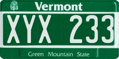 VT license plate XYX233