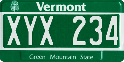 VT license plate XYX234