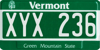 VT license plate XYX236