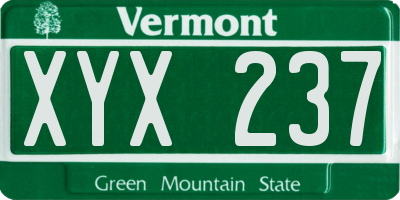 VT license plate XYX237
