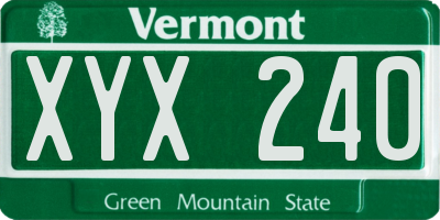 VT license plate XYX240