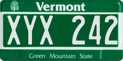 VT license plate XYX242
