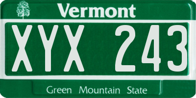 VT license plate XYX243