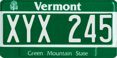 VT license plate XYX245