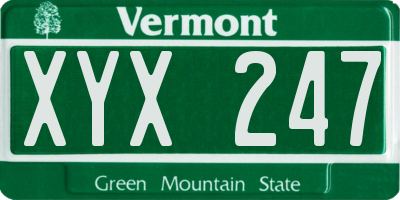 VT license plate XYX247