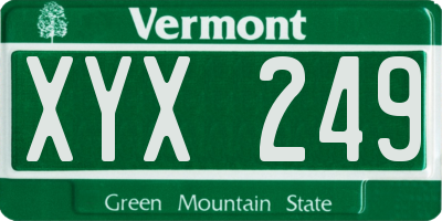 VT license plate XYX249