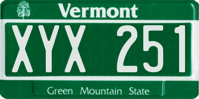 VT license plate XYX251