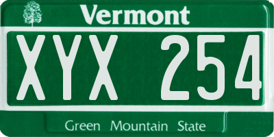 VT license plate XYX254