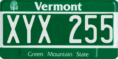 VT license plate XYX255
