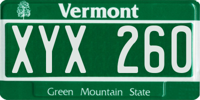 VT license plate XYX260