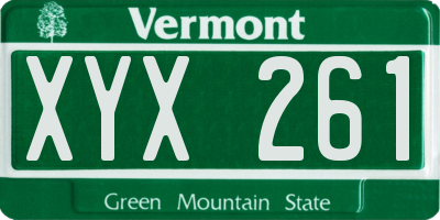 VT license plate XYX261
