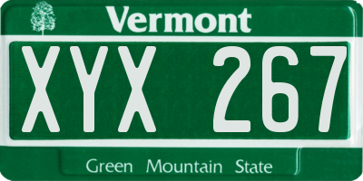 VT license plate XYX267