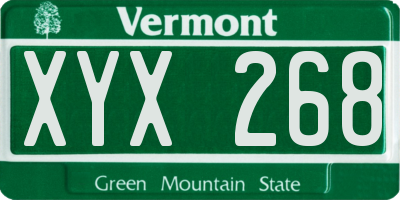 VT license plate XYX268