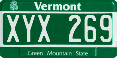 VT license plate XYX269